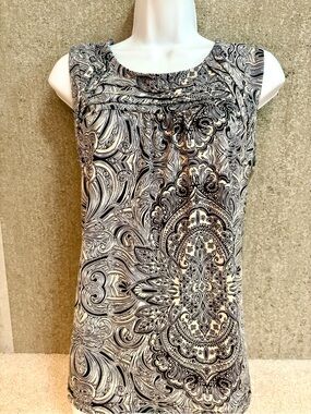 Rafaella Black & White Paisley Sleeveless Top